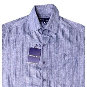 Preswick & Moore Mens Navy Marled Short‎ Sleeve Button Down Shirt Size Small NEW